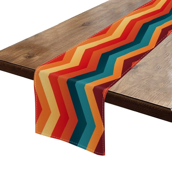 BaHomeck Table Runner 13*72 In,Set Of 1 Red And Teal Pattern Background High Density Cotton Linens Machine Washable Table Runner For Kitchen Dining Table Coffee Table Decor