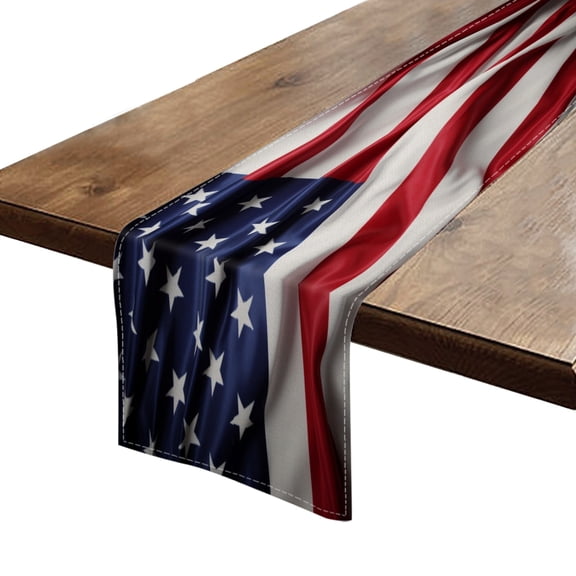 BaHomeck Table Runner 13*72 In,Set Of 1 Red And White Stripes And Stars High Density Cotton Linens Machine Washable Table Runner For Kitchen Dining Table Coffee Table Decor