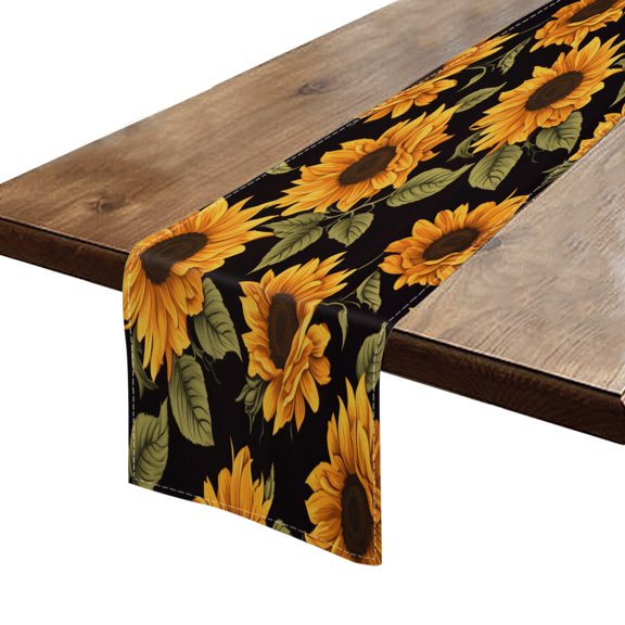 BaHomeck Table Runner 13*72 In,Set Of 1 Seamless Pattern With Sunflowers High Density Cotton Linens Machine Washable Table Runner For Kitchen Dining Table Coffee Table Decor