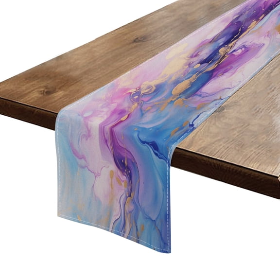 BaHomeck Table Runner 13*72 In,Set Of 1 Soft And Dreamy Swirling Patterns High Density Cotton Linens Machine Washable Table Runner For Kitchen Dining Table Coffee Table Decor