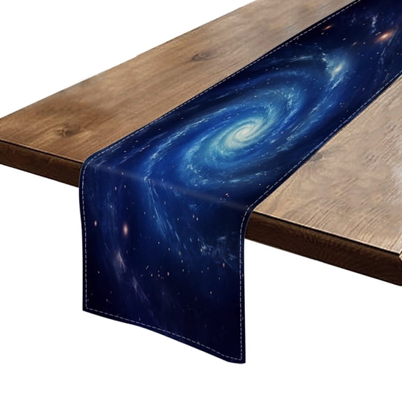 BaHomeck Table Runner 13*72 In,Set Of 1 Spiral Galaxy In Deep Blue High Density Cotton Linens Machine Washable Table Runner For Kitchen Dining Table Coffee Table Decor