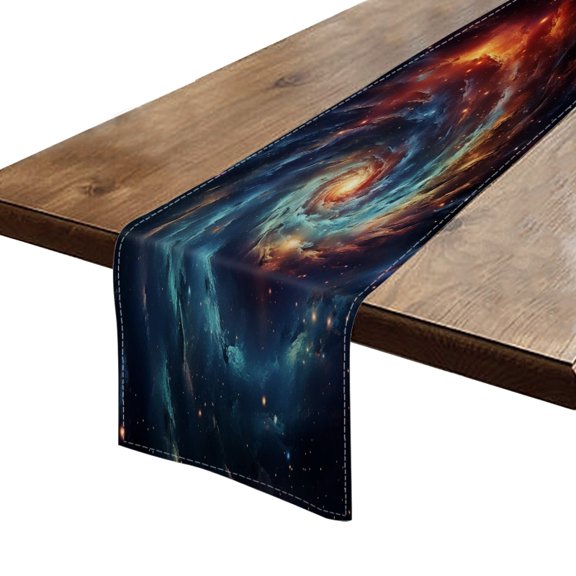 BaHomeck Table Runner 13*72 In,Set Of 1 Spiral Galaxy With Swirling Colors And Stars High Density Cotton Linens Machine Washable Table Runner For Kitchen Dining Table Coffee Table Decor