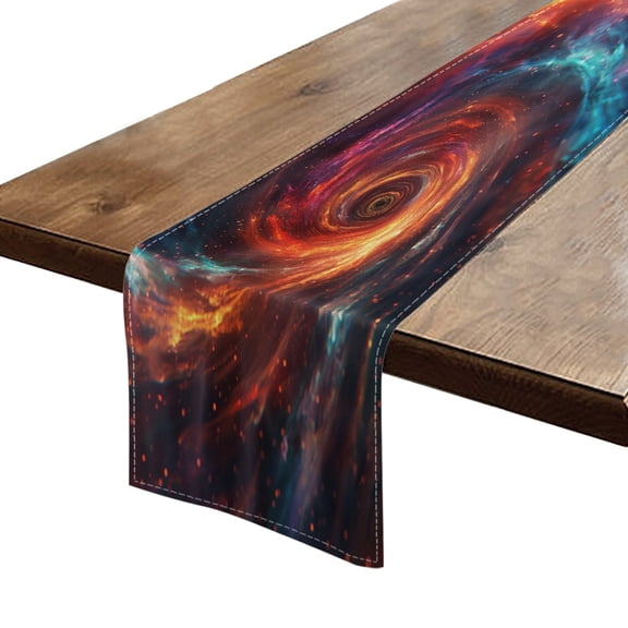 BaHomeck Table Runner 13*72 In,Set Of 1 Swirling Galaxy With Central Black Hole High Density Cotton Linens Machine Washable Table Runner For Kitchen Dining Table Coffee Table Decor