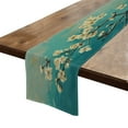 thumbnail image 1 of BaHomeck Table Runner 13*72 In,Set Of 1 White Plum Blossoms On Turquoise Background High Density Cotton Linens Machine Washable Table Runner For Kitchen Dining Table Coffee Table Decor, 1 of 4