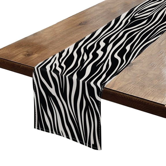 BaHomeck Table Runner 13*72 In,Set Of 1 Zebra Skin Pattern High Density Cotton Linens Machine Washable Table Runner For Kitchen Dining Table Coffee Table Decor