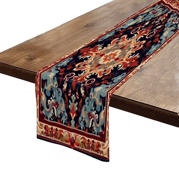 BaHomeck Table Runner 13*72 In,Set Of 1 Carpet Design With Traditional Chinese Patterns High Density Cotton Linens Machine Washable Table Runner For Kitchen Dining Table Coffee Table Decor