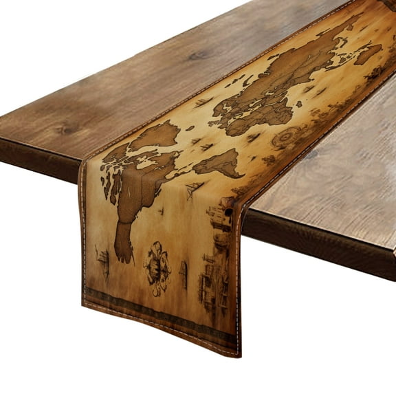 BaHomeck Table Runner 13*72 In,Set Of 1 Old Nautical Map High Density Cotton Linens Machine Washable Table Runner For Kitchen Dining Table Coffee Table Decor