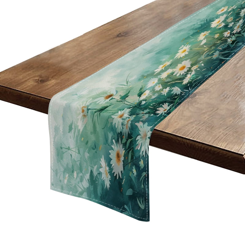 BaHomeck Table Runner 13*72 In,Set Of 1 Watercolor Painting Of Daisies ...