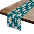 thumbnail image 1 of BaHomeck Table Runner 13*72 In,Set Of 1 White Daisies On Teal Background High Density Cotton Linens Machine Washable Table Runner For Kitchen Dining Table Coffee Table Decor, 1 of 4