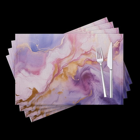 BaHomeck placemats Set of 4 Abstract Marble Pattern With Purple And Pink Cotton Linen rectangle Placemats for Kitchen Dining Table Indoor,Outdoor,18*12inch