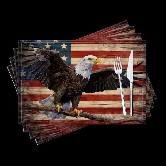BaHomeck placemats Set of 4 Bald Eagle Is Perched On Old Wooden Branch Cotton Linen rectangle Placemats for Kitchen Dining Table Indoor,Outdoor,18*12inch