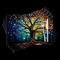 thumbnail image 1 of BaHomeck placemats Set of 4 Colorful Tree With Many Branches And Leaves In The Forest At Night Cotton Linen rectangle Placemats for Kitchen Dining Table Indoor,Outdoor,18*12inch, 1 of 4