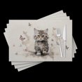 thumbnail image 1 of BaHomeck placemats Set of 4 Cute Little Kitten Surrounded By Butterflies Flying In All Directions Cotton Linen rectangle Placemats for Kitchen Dining Table Indoor,Outdoor,18*12inch, 1 of 4