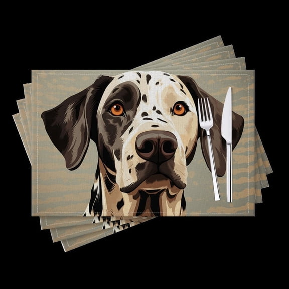 BaHomeck placemats Set of 4 Dalmatian Dog Portrait In The Style Of Vector Art Cotton Linen rectangle Placemats for Kitchen Dining Table Indoor,Outdoor,18*12inch