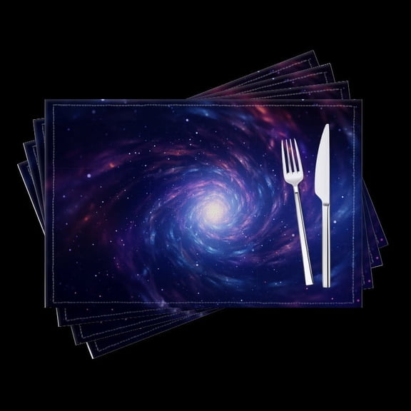 BaHomeck placemats Set of 4 Galactic Spiral With Stars And Nebulae In Deep Space Cotton Linen rectangle Placemats for Kitchen Dining Table Indoor,Outdoor,18*12inch