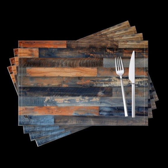 BaHomeck placemats Set of 4 Wall Made Of Reclaimed Wood With Different Shades And Textures Cotton Linen rectangle Placemats for Kitchen Dining Table Indoor,Outdoor,18*12inch