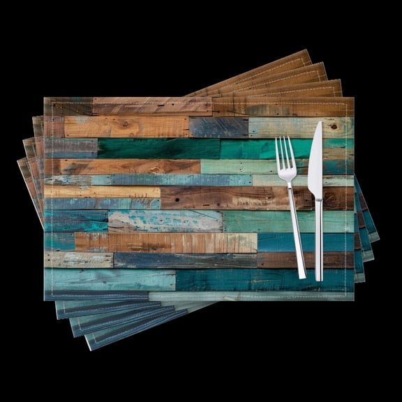 BaHomeck placemats Set of 4 Wall Made Of Rustic Wooden Planks In Various Shades Cotton Linen rectangle Placemats for Kitchen Dining Table Indoor,Outdoor,18*12inch