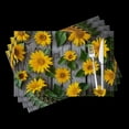 thumbnail image 1 of BaHomeck placemats Set of 4 Wall Of Sunflowers With Green Leaves On Wooden Background Cotton Linen rectangle Placemats for Kitchen Dining Table Indoor,Outdoor,18*12inch, 1 of 4