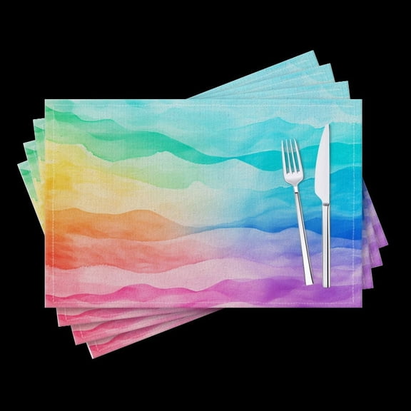 BaHomeck placemats Set of 4 Watercolor Soft Pastel Colors And Wavy Patterns Cotton Linen rectangle Placemats for Kitchen Dining Table Indoor,Outdoor,18*12inch