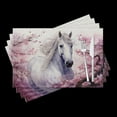 thumbnail image 1 of BaHomeck placemats Set of 4 White Horse In The Cherry Blossom Forest Cotton Linen rectangle Placemats for Kitchen Dining Table Indoor,Outdoor,18*12inch, 1 of 4
