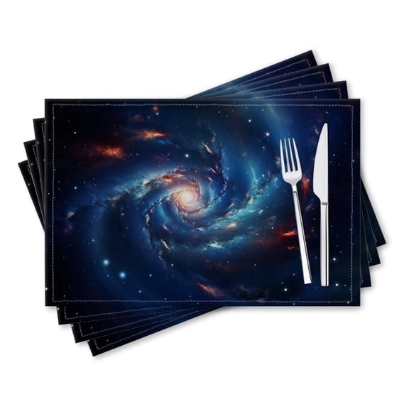 BaHomeck placemats Set of 4 rectangle Linen Cotton Placemats for Dining Table Washable Heat Resistant,18*12inch,Amazing Spiral Galaxy In Deep Space And Nebulae