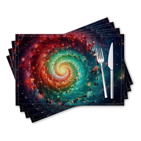 BaHomeck placemats Set of 4 rectangle Linen Cotton Placemats for Dining Table Washable Heat Resistant,18*12inch,Awe-Inspiring Galaxy With Vibrant Colors And Swirling Patterns