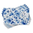 thumbnail image 1 of BaHomeck placemats Set of 4 rectangle Linen Cotton Placemats for Dining Table Washable Heat Resistant,18*12inch,Blue And White Porcelain Pattern Peony Flowers, 1 of 4