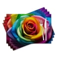 thumbnail image 1 of BaHomeck placemats Set of 4 rectangle Linen Cotton Placemats for Dining Table Washable Heat Resistant,18*12inch,Close-Up Of Rainbow Rose With Vibrant Colors, 1 of 4