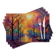 thumbnail image 1 of BaHomeck placemats Set of 4 rectangle Linen Cotton Placemats for Dining Table Washable Heat Resistant,18*12inch,Colorful Autumn Park With Trees And Benches, 1 of 4