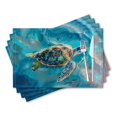 thumbnail image 1 of BaHomeck placemats Set of 4 rectangle Linen Cotton Placemats for Dining Table Washable Heat Resistant,18*12inch,Colorful Sea Turtle Swimming In The Ocean, 1 of 4