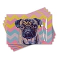 thumbnail image 1 of BaHomeck placemats Set of 4 rectangle Linen Cotton Placemats for Dining Table Washable Heat Resistant,18*12inch,Cute Pug Dog Portrait On Colorful Pastel Background, 1 of 4
