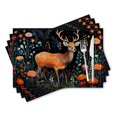 thumbnail image 1 of BaHomeck placemats Set of 4 rectangle Linen Cotton Placemats for Dining Table Washable Heat Resistant,18*12inch,Deer In The Night Garden Surrounded By Flowers, 1 of 4