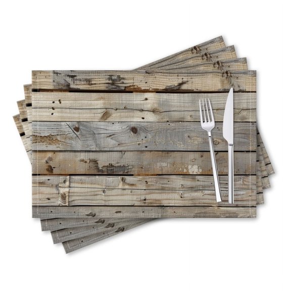 BaHomeck placemats Set of 4 rectangle Linen Cotton Placemats for Dining Table Washable Heat Resistant,18*12inch,Detailed Texture Of Weathered Wooden Planks