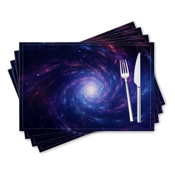 BaHomeck placemats Set of 4 rectangle Linen Cotton Placemats for Dining Table Washable Heat Resistant,18*12inch,Galactic Spiral With Stars And Nebulae In Deep Space