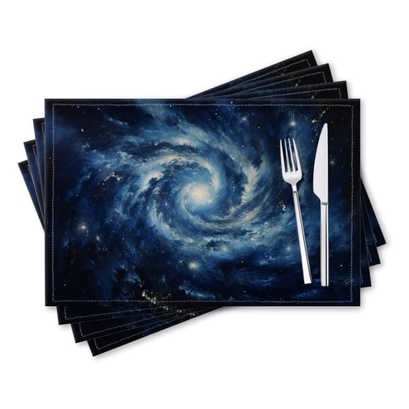BaHomeck placemats Set of 4 rectangle Linen Cotton Placemats for Dining Table Washable Heat Resistant,18*12inch,Oil Painting Of The Spiral Galaxy In Deep Space