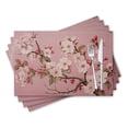 thumbnail image 1 of BaHomeck placemats Set of 4 rectangle Linen Cotton Placemats for Dining Table Washable Heat Resistant,18*12inch,Pink Chinese Cherry Blossom Flower Japan Plum Branch, 1 of 4