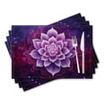 thumbnail image 1 of BaHomeck placemats Set of 4 rectangle Linen Cotton Placemats for Dining Table Washable Heat Resistant,18*12inch,Purple Lotus Flower Surrounded By Intricate Mandala Pattern, 1 of 4