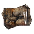 thumbnail image 1 of BaHomeck placemats Set of 4 rectangle Linen Cotton Placemats for Dining Table Washable Heat Resistant,18*12inch,Rustic Cabin Surrounded By Autumn Foliage, 1 of 4