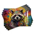 thumbnail image 1 of BaHomeck placemats Set of 4 rectangle Linen Cotton Placemats for Dining Table Washable Heat Resistant,18*12inch,Smiling Raccoon Holding Colorful Dreamcatcher, 1 of 4