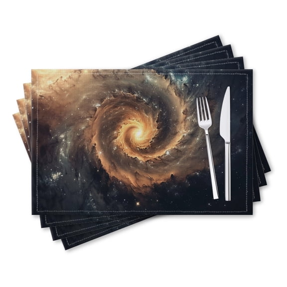 BaHomeck placemats Set of 4 rectangle Linen Cotton Placemats for Dining Table Washable Heat Resistant,18*12inch,Spiral Galaxy With Intense Center And Long Arms