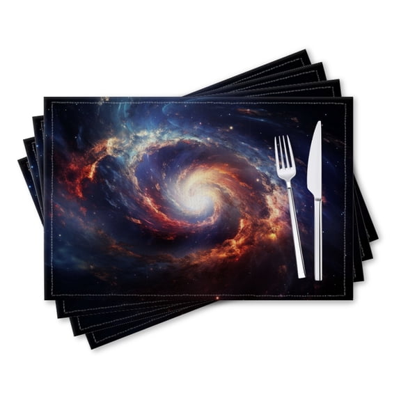 BaHomeck placemats Set of 4 rectangle Linen Cotton Placemats for Dining Table Washable Heat Resistant,18*12inch,Spiral Galaxy With Vibrant Colors And Swirling Gas Clouds