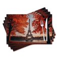 thumbnail image 1 of BaHomeck placemats Set of 4 rectangle Linen Cotton Placemats for Dining Table Washable Heat Resistant,18*12inch,Stunning Autumn Scene Of The Eiffel Tower In Paris, 1 of 4