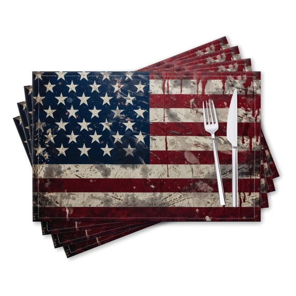 BaHomeck placemats Set of 4 rectangle Linen Cotton Placemats for Dining Table Washable Heat Resistant,18*12inch,Vintage American Flag With Distressed And Weathered Texture