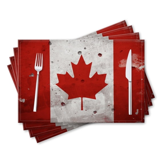 BaHomeck placemats Set of 4 rectangle Linen Cotton Placemats for Dining Table Washable Heat Resistant,Red And White Maple Leaf On The Flag Of Canada,18*12inch