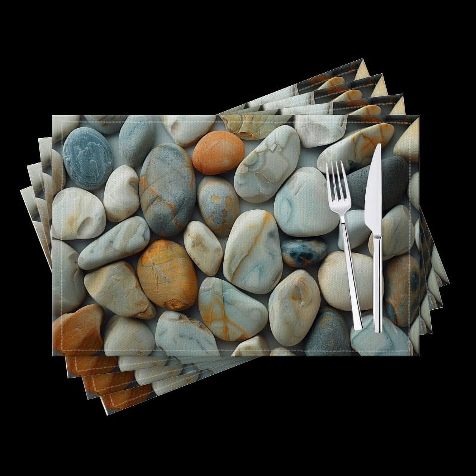 BaHomeck placemats Set of 4 Colorful Pebbles And Smooth Rocks Cotton Linen rectangle Placemats for Kitchen Dining Table Indoor,Outdoor,18*12inch