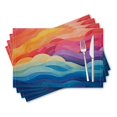 thumbnail image 1 of BaHomeck placemats Set of 4 rectangle Linen Cotton Placemats for Dining Table Washable Heat Resistant,18*12inch,Abstract Waves And The Sky At Sunset, 1 of 4