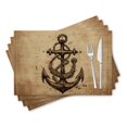 thumbnail image 1 of BaHomeck placemats Set of 4 rectangle Linen Cotton Placemats for Dining Table Washable Heat Resistant,18*12inch,Drawing Of An Anchor With Rope, 1 of 4