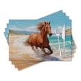 thumbnail image 1 of BaHomeck placemats Set of 4 rectangle Linen Cotton Placemats for Dining Table Washable Heat Resistant,18*12inch,Horse Running Beside Beach In Summer, 1 of 4