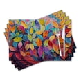 thumbnail image 1 of BaHomeck placemats Set of 4 rectangle Linen Cotton Placemats for Dining Table Washable Heat Resistant,18*12inch,Vibrant Painting Of Colorful Leaves, 1 of 4