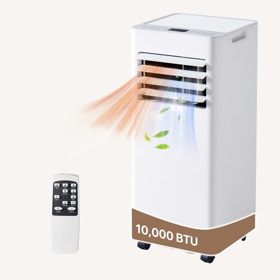 BaPiPro 10,000 BTU Portable Air Conditioner, 5-in-1 Standing Cooling & Heating Unit with Dehumidifier, Fan & Sleep Mode, Covers 350 Sq. Ft. for Bedroom or Office